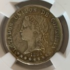          1884 Colombia 50 Centavos Silver Coin   ngc Xf40   