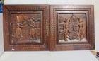 Antique Carved Wooden Panels Cupboard Doors Old Wood Vintage Dutch Scene 21 5 