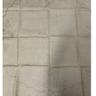 Vintage Stamped Embroidery Belfast Linen Fabric 36  Tan Floral Scalloped