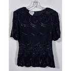 Stenay Beaded Silk Top Medium Black Vintage 90s Art Deco Evening Blouse Y2k