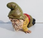 Vtg 1970s Ceramic Kneeling Garden Dwarf   Gnome  8 5  Long  Hand Painted -nice 