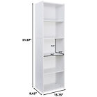 Bookshelf Storage 5 Tier Wall Shelf Organizer White For Home And Office 