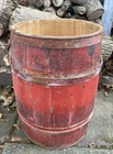Antique Primitive Wooden Nail Keg Water Barrel Old Red Paint Country Farmhouse