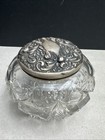 Vtg Cut Glass Crystal Vanity Dresser Jar With 16g Sterling Silver Lid 3 5    X 4   