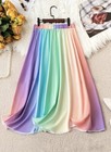 Rainbow Skirt Plus 22 3x Stretch Flowy Colorful Silky Long Pride  unhemmed Bott