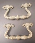 Pair 3-1 2 X2  Antique Pewter Silver Ornate  1507 Drawer Pulls Victorian L 190