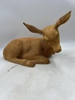 Carved Wooden Deer Fawn Figurine Sculpture 14in Rustic Lodge Decor Cabin Statue