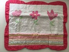 Sham Flowers   Ribbons Standard  Pink Appliqued Sweet    New  