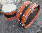 1959-69 Ludwig  Orange black Duco 2pc Drum Set  28  X 10  Bd   15 x 12  Ft 