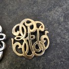 2 Vtg Brooch Victorian Style Gold   Silver Tone Script Scroll Pin Pendant