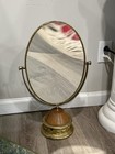 Vintage 1950s Brass Gold Tura Boutique Pivotal Beveled 2 Sided Mirror Magnifying