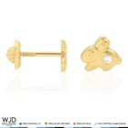 14k Solid Yellow Gold White Zircon Rabbit Baby Screw Back Stud Kid Earrings