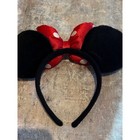 Classic Black Mouse Ears Headband   Red Polka Dot Satin Bow   Theme Park   Os