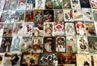 Big Lot Of 100 Antique Holidays Greetings Antique Postcards 2 Santa s in Sleeves