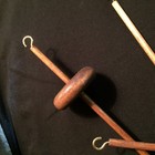X Set Of 2 Bottom   Top Whorl Drop Spindle Spin Yarn 12 X 2 Walnut Finish -