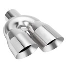  Dual Exhaust Tip Inlet 4 Inch Outlet 12  Length Universal Polished 3 Inch Left
