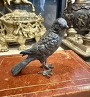 4    Antique Solid Bronze Sparrow Bird Figurine Statue Sculpture 