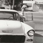 Vintage Snapshot Photo Woman Posing With Classic Car 1955 Chevrolet