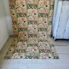 58 X 53  multiples Available  Vintage French 1940 s Cotton Green Pink Material 
