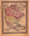 1866 Map   North America   Authentic Mitchell Atlas Map   12x15 - 028
