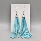 Sterling Silver And Turquoise Heishi 4  Long Southwest Dangle Earrings