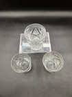 Set Of 3 Antique Signed Libbey Cut Glass 3 5 8  Tumblers Etched Crystal Cocktail