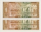 Moldova P5  1 Leu 1992  Unc  Pair 2 Notes A 0010 With Consecutive Numbers