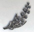  5029p Antiqued  925 Sterling Silver Plated Lily Of The Valley Pin