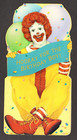 Vintage Mcdonald s Ronald  hooray For The Birthday Boy   Table Tent