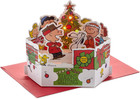 Christmas Pop Up Card Paper Peanuts Christmas Tree 6x9 Light Sound Holiday