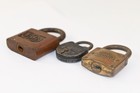 Lot 3 Antique Padlocks Corbin Acme Miloco Vintage Locks No Keys Deco Steampunk