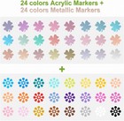 Nauets Acrylic Metallic Paint Markers 48 Pack Dual Tip Craft Pens