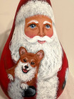 Corgi  Hand Painted Original Santa Gourd  Ann Hedberg Art