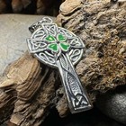 Shamrock Celtic Cross Pendant 925 Irish Ireland Silver Cross W free Chain