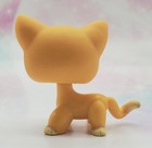 Littlest Pet Shop Authentic   855 Orange Yellow Short Hair Cat Purple Moon Eyes