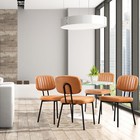 2-set Dining Chairs Upholstered Mid Century Modern Home Kitchen Chair Leather 