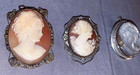 Great  Group  Antique To Vintage  Silver  Cameo  Pins  800 Silver   Sterling