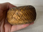 Vtg Antique Japanese Style Hand Woven Small Round Basket Folk Art