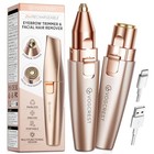 Eyebrow   Facial Trimmer  2 In1 Rechargeable Facial Hair Removal   Rose Gold