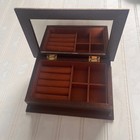 Vintage Wooden Jewelry Box Mirror Organizer Storage Keepsake Keepsake  Chest