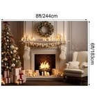 8x6ft White Christmas Fireplace Backdrop Xmas Tree Stocking Photo Props
