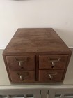 Vintage Antique Oak 4 Drawer Card Catalog Index File Counter Cabinet