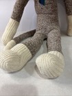Vintage Sock Monkey Stuffed Animal Plush Toy 18 Inch Long Arms Button Eyes