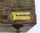 Vintage Wooden Penguin President Series Wood Tackle   Pit Box Storage Tool Box