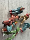 Vintage Barclay Winter Lot Lead Figures Sledding Bench Woman Man Lot Of 6