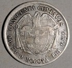 1881 Colombia 50 Centavos  835 Fine Silver Coin
