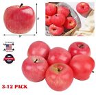 12x Artificial Red Apple Plastic Fake Fruit Realistic Party Photo Decorations Us