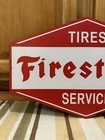 Firestone Tire Service Sign Gas Oil Garage Tools Parts Vintage Style Wall Decor