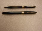 Vintage Sheaffer Triumph Vacuum Fill Fountain Pen And Pencil Set - Black   Gold
