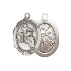 Sterling Silver Saint Sebastian motorcycle Medal 24  Endless Chain Necklace